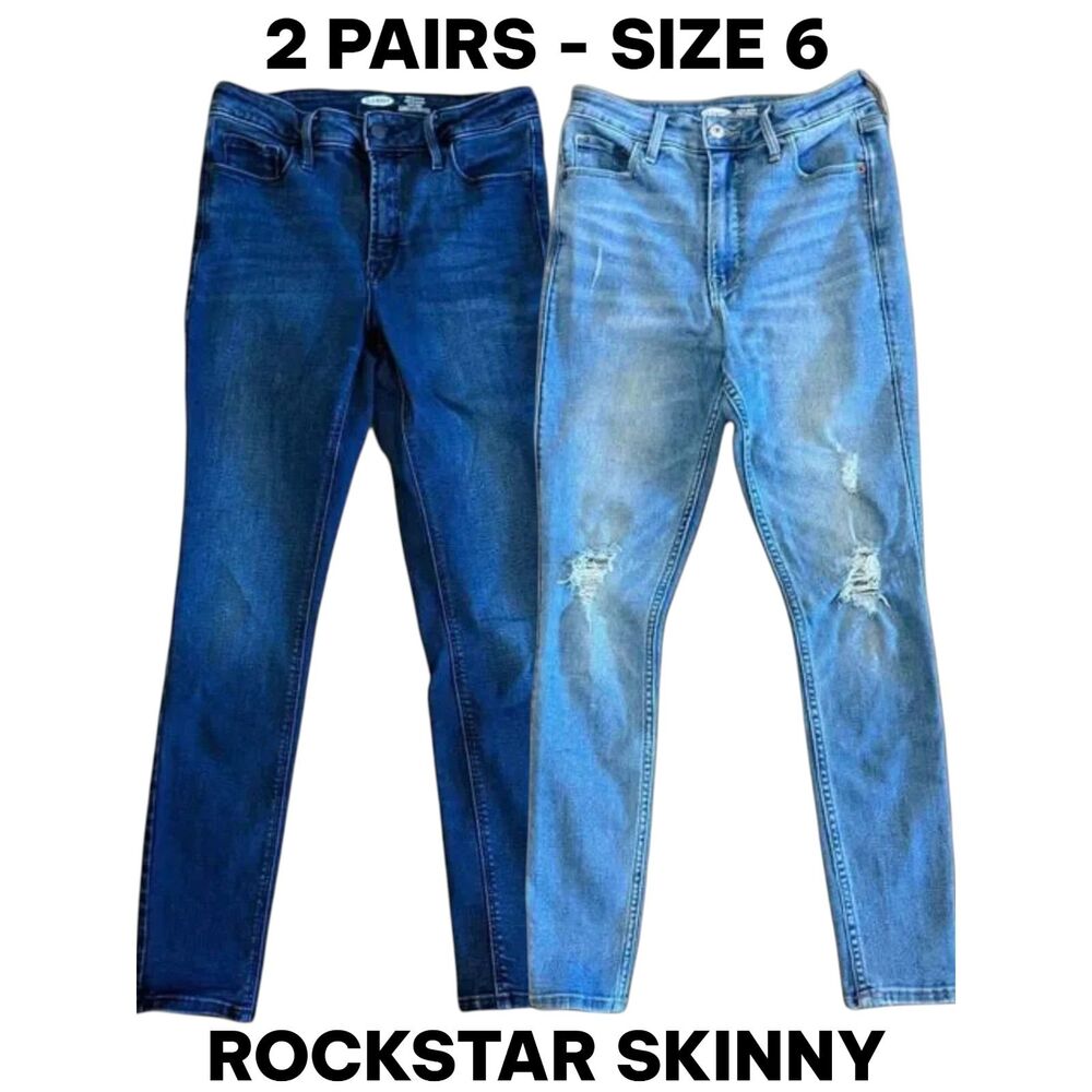 BUNDLE‎ 2 Pair Old Navy Rockstar Super Skinny High Rise Jeans Size 6 Denim